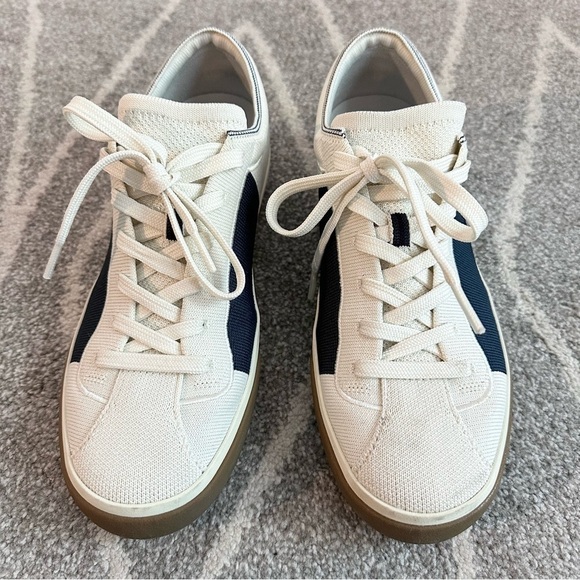 Rothy’s White and Navy Blue Lace Up Sneakers - Picture 2 of 9